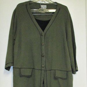 2 Piece 22W Dress Pants Suit Women's Olive Green 22W